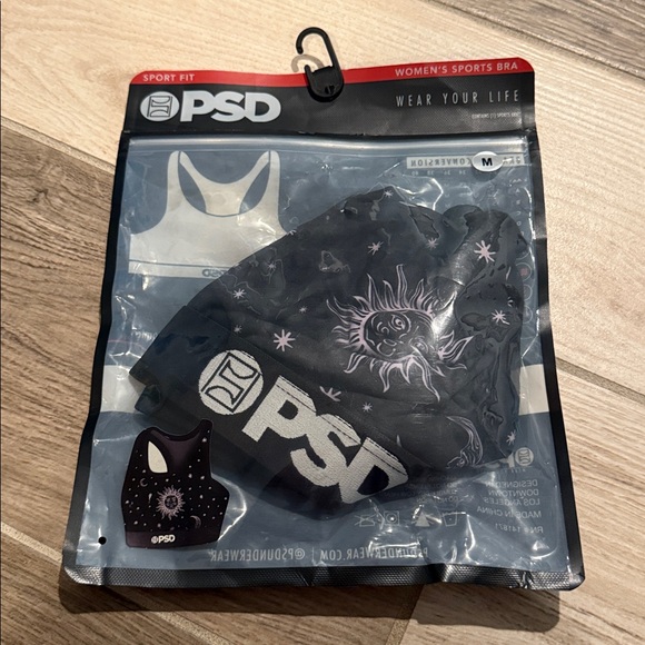 PSD Black and White Starry SPORTS bra M NWT - Picture 2 of 2